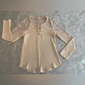 Long sleeve top with lace detail and Lace up front